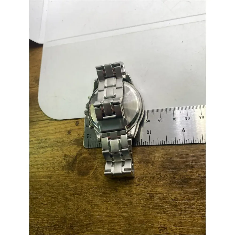 Mens Silver Tone Blue Dial Watch Works New Battery